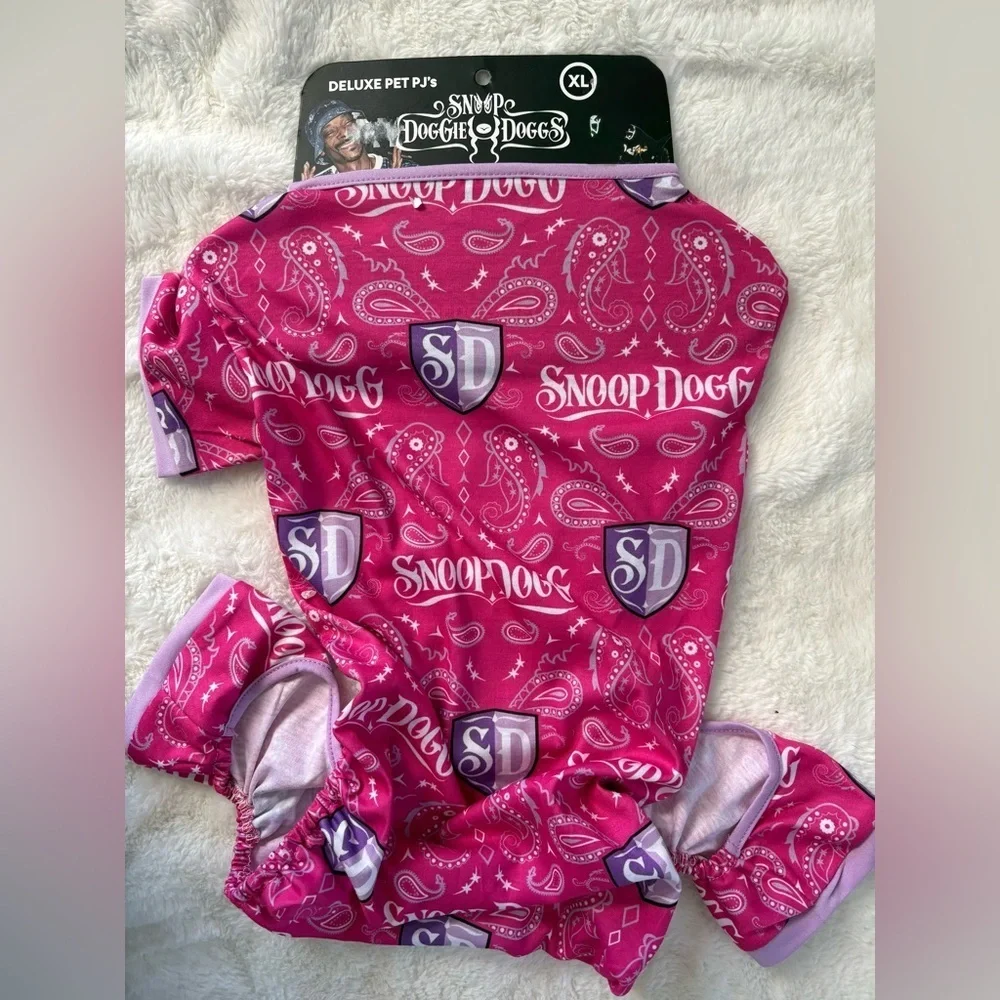 Snoop Doggie Doggs Pink Paisley Dog Pajamas SD Logo Pet Onesie | Size XL